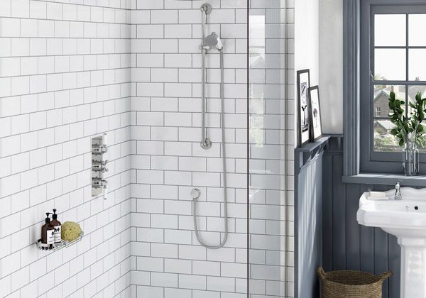 The Bath Co. Antonio thermostatic shower valve with ceiling shower and slide rail set