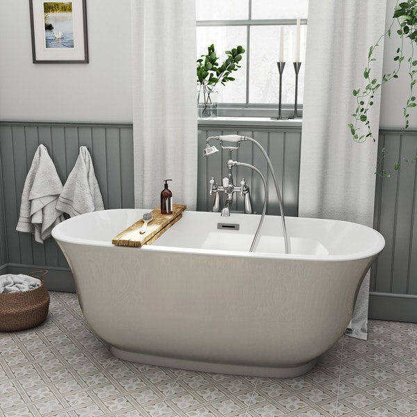 The Bath Co. Camberley pearl coloured traditional freestanding bath