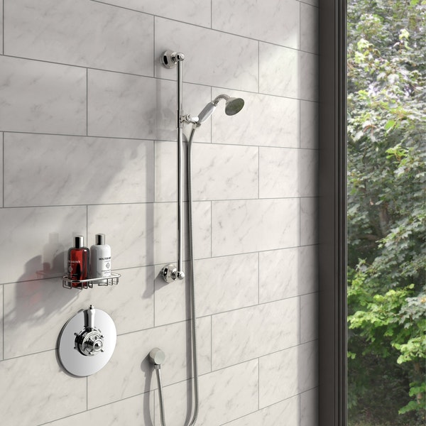 The Bath Co. Dulwich thermostatic shower valve and shower riser rail set